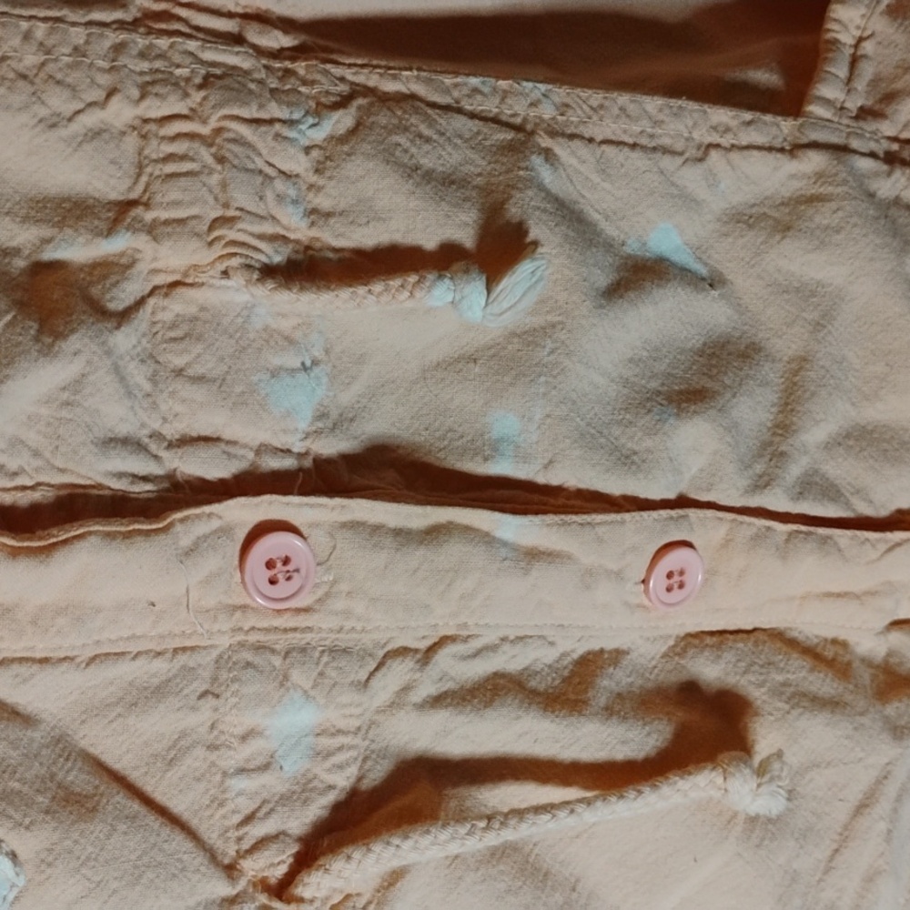 Vtg 80s Peach Cotton Oversized Festival Jumpsuit w/ Appliqué Patches – Size M - Picture 14 of 17